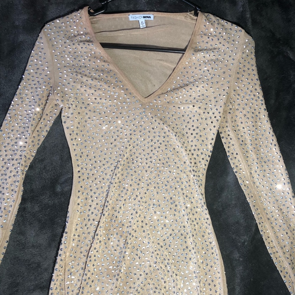 Nude Rhinestone dress